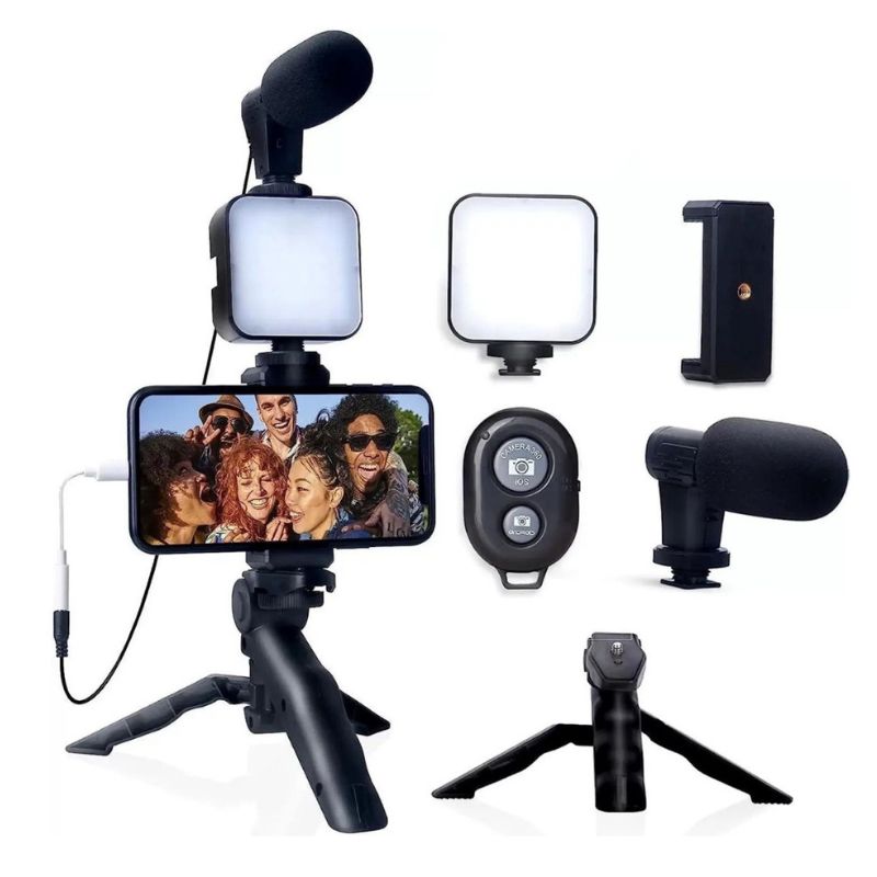 Foto extra 2 do produto Kit Gravação 4 Em 1 Com Controle Remoto Suporte Celular LED E Microfone