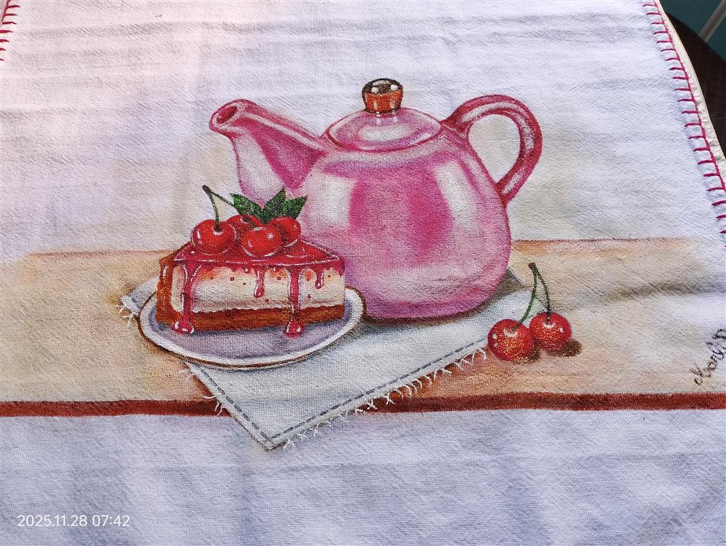 Foto extra 1 do produto Pano de Prato Bule Rosa