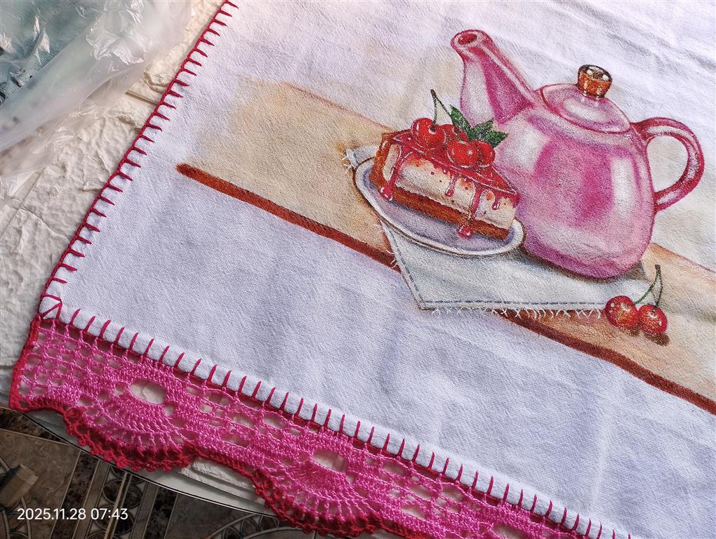 Foto extra 4 do produto Pano de Prato Bule Rosa